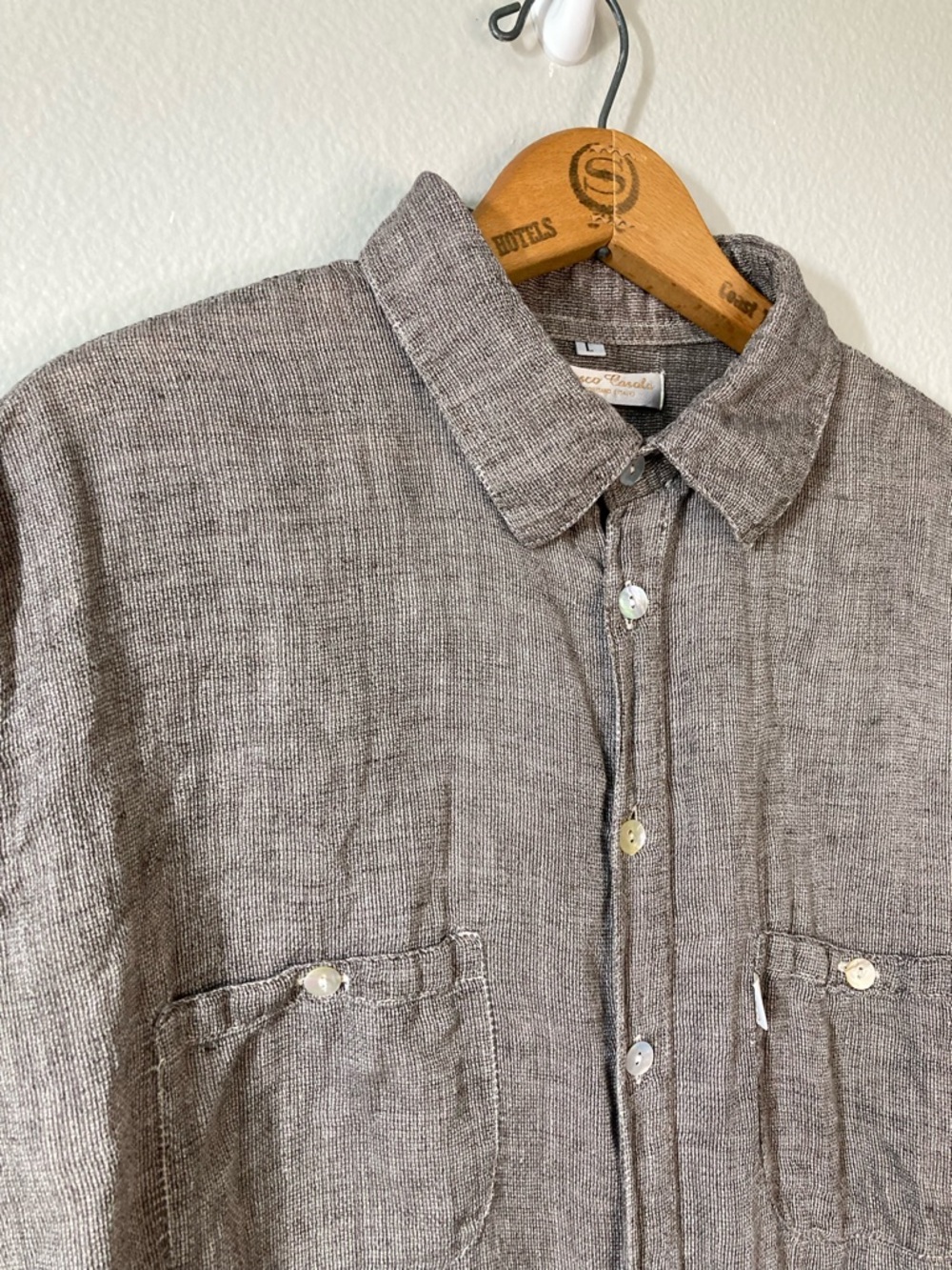 Francesco Casola Positano Italy 100% linen Button Front Long Sleeve Shirt sz L